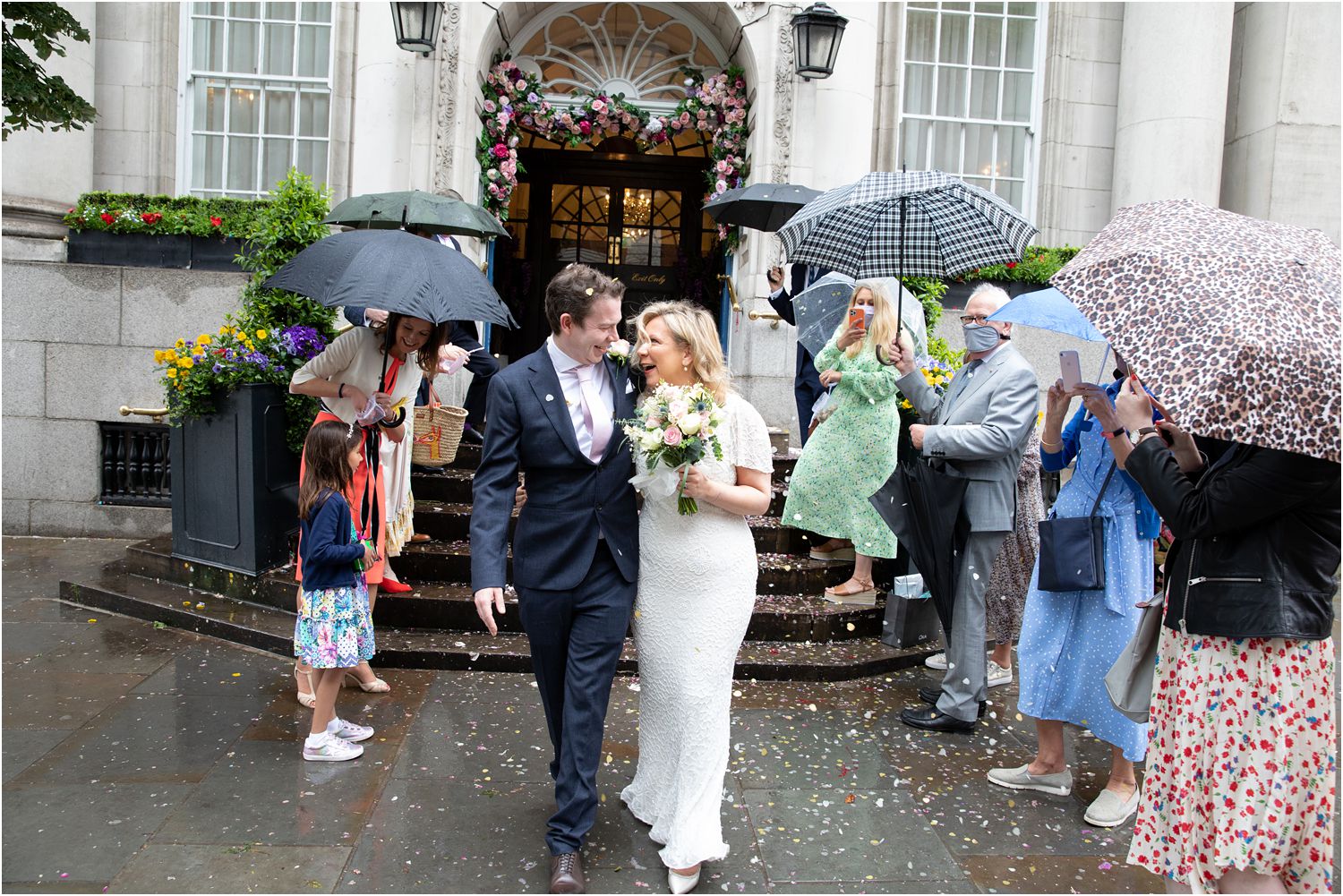 Chelsea Town Hall umbrella wedding