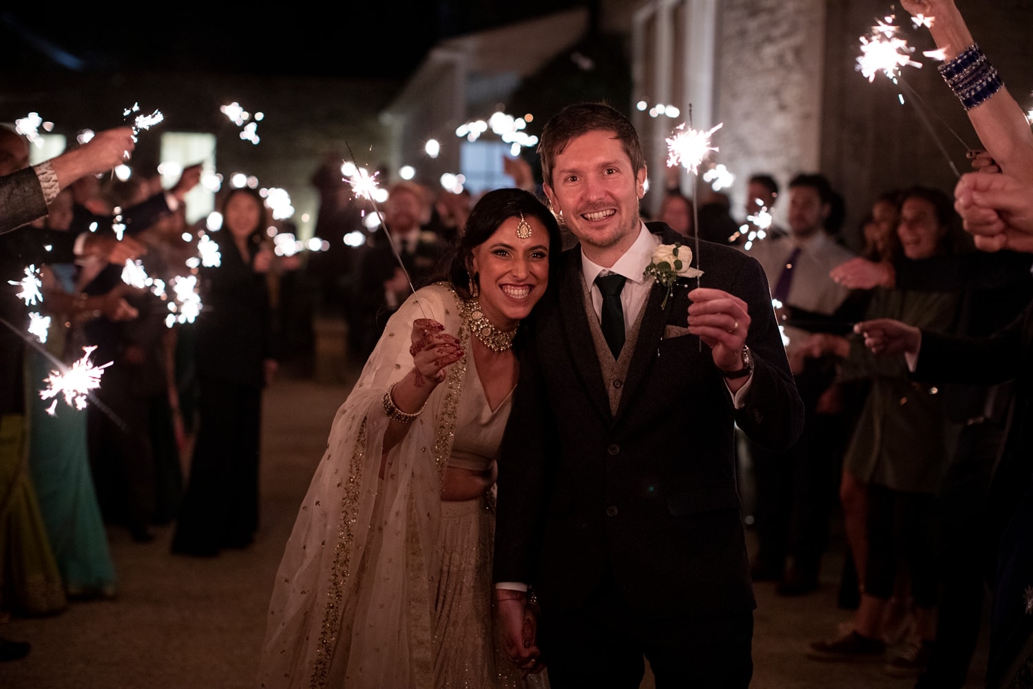 Sparklers at a Froyle Park Ball Room wedding
